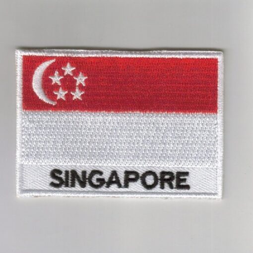 Singapore embroidered patches - country flag Singapore patches / iron on badges